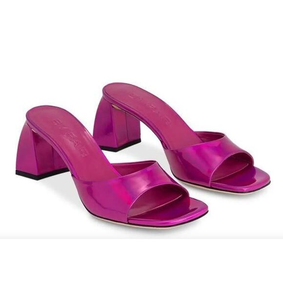 NWT BY FAR Romy Laq Square Fuschia Iridescent LAC Mules Sandals Women's 39/8.5 - Picture 11 of 13